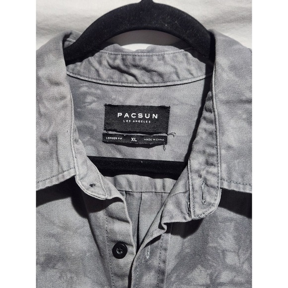PAC SUN Mens XL Gray Tie Dyed Longer Fit Button Up Casual Long Sleeve Overshirt - Picture 4 of 7